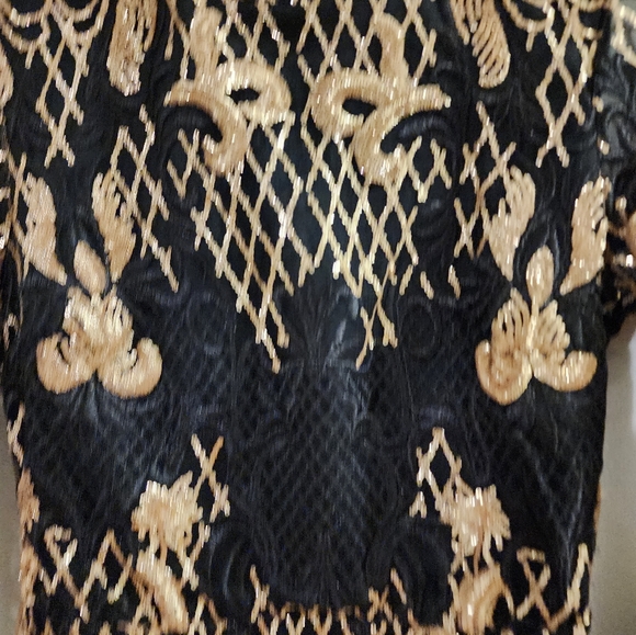Banjul Black & Gold Mini Squence Dress Sz M - Picture 7 of 12